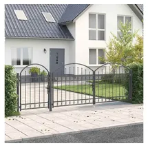 vidaXL Gartentor mit gewölbtem Oberteil 4 x 1,25 m Grau/ Stahl