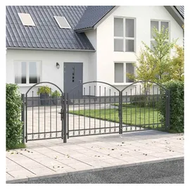vidaXL Gartentor mit gewölbtem Oberteil 4 x 1,25 m Grau/ Stahl