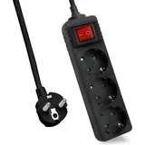 helos CLASSIC Steckdosenleiste mit Schalter, 3-fach, schwarz, (262804)