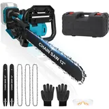 Akku Kettensäge kompatibel mit Makita 18V, 12 Zoll 30 cm Elektro-Kettensäge, Astsäge Kettensägen mit Sicherheitsschloss Automatischer Öler akkusäge Handkettensäge für Gartenscheren (Ohne akku)