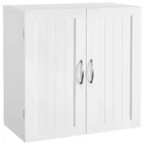 VASAGLE Wandschrank, Hängeschrank, Badezimmerschrank, Wandmontage, Medizinschrank mit höhenverstellbarer Regalebene, Badschrank, Doppeltür, weiß