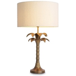 Casa Padrino Luxus Tischleuchte Palme Vintage Messing / Creme Ø 45 x H. 76,5 cm - Schreibtischleuchte im Palmen Design - Luxus Tischleuchten - Luxus Möbel - Luxus Qualität