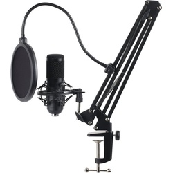 Hyrican Mikrofon USB Streaming Mikrofon Set ST-SM50 mit Mikrofonarm, Spinne & Popschutz schwarz