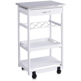 Zeller Küchenrollwagen mit Edelstahltop 82 cm x 37 cm x 47 cm Weiß