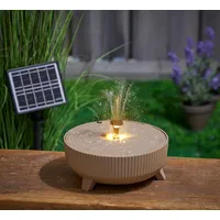 Northpoint Solar Springbrunnen Gartenbrunnen Wasserfontäne mit LED Beleuchtung Wasserspiel für Außenbereich Energieeffizient Umweltfreundlich Dekoration (Beige)