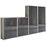 moebel-dich-auf Aktenschrank OFFICE EDITION (Set 54, 2x Aktenschrank niedrig + 2x Aktenschrank hoch) abschließbar, Metallgriffe grau