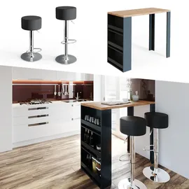 Vicco Bartisch Bartisch-Set, 117 x 57 cm mit 2 Barhockern