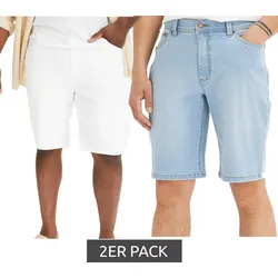 2er Pack Herren Jeans-Shorts Denim-Hosen im 5-Poket Style kurze Hose Sommer-Hose 965330 Blau/Weiß - 64