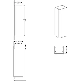 Geberit Smyle Square Mittelhochschrank 36 x 118 x 29,9 cm Sand-grau Hochglanz Holz