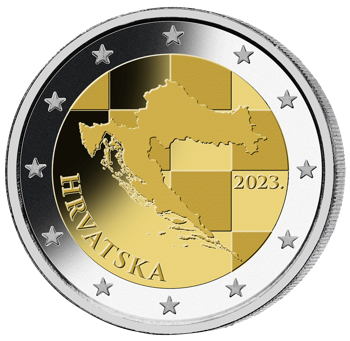 Kursmünzensatz der acht offiziellen kroatischen Euro-Erstausgaben 2023