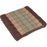 Handelsturm Thai Sitzkissen 37 x 37 x 6 cm, Kissen Auflage mit hochwertiger Füllung aus Kapok, festes Stuhlkissen braun beige als Auflage für Sitz, Bank oder als Bodenkissen