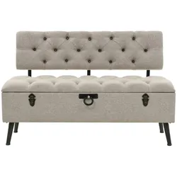 vidaXL Sitzbank mit Stauraum und Rückenlehne 110cm Creme Stoff
