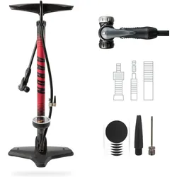 AARON Luftpumpe Sport One in Rot Fahrrad-Stand-Pumpe für alle Ventile mit Manometer