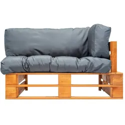 vidaXL Garten-Palettensofa mit Grauen Kissen Kiefernholz