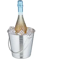 Relaxdays Sektkühler, Edelstahl, Flaschenkühler für Sekt, Champagner, Wein, 2,5