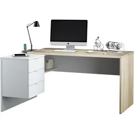 Habitdesign Schreibtisch – weiß 108x145x73h cm - Braun