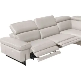 Egoitaliano Ecksofa "Candice, elegant, edel und bequem, erstklassiger Sitzkomfort, L-Form", weiß, B:278cm H:100cm T:221cm, Leder »BULL« (echtes Rindsleder). Geschliffenes, pigmentiertes und behandeltes Rindsleder mit einer Dicke von 1, 3-1, 5 mm.