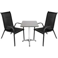 Mojawo 3-tlg. Bistro Garnitur Balkonset Garnitur Tisch + 2 Stapelstühle