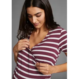 NEUN MONATE neun 9 monate Umstandsshirt in bordeaux/bordeaux-gestreift | Gr.: 36/38,