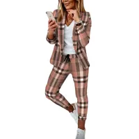 Godoboo Damen Business Anzug Set 2 Stück Revers Büro Business Formal Blazer Langarm Hosenanzug Slim Fit - S