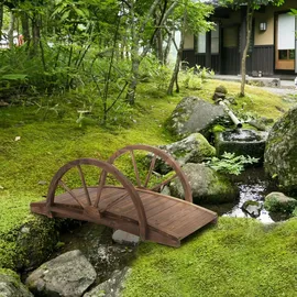 Outsunny Gartenbrücke - 100Lx50Wx37Hcm - Verkohlt