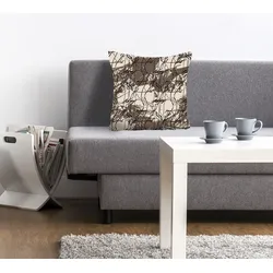 Dekokissen QUEENCE "Celda", braun (braun, bedruckt), B:40cm L:40cm, Polyester, Dekokissen_Sitzkissen_Kissenhüllen, mit einem abstrakten Muster