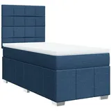 vidaXL Boxspringbett mit Matratze Blau 100x200 cm Stoff