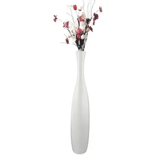 trends for living Edelste Deko-Bodenvase – Hohe Keramikvase für Pampasgras & Dekozweige - stabil, luxuriös, 50-90 cm höhe in Weiß, Schwarz, Grau, Silber und Gold (Weiß, 50x12cm)