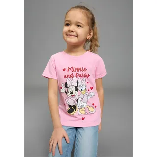 Kidsworld T-Shirt "MINNIE & DAISY - Disney Shirt", Mädchen, Gr. 140/146, pink, Single Jersey, Obermaterial: 100% Baumwolle, bedruckt, Basic normal, Rundhals, abgesteppte Kante, Shirts T-Shirt, modischer Stil, Kurzarm, auch in großen Größen, aus Baumwolle