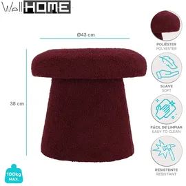 Wellhome Ø 'Teddy' Pilzhocker burgunderrot Ø43x38cm