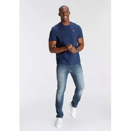 delmao Rundhalsshirt DELMAO, Herren, Gr. L (52/54), blau, Single Jersey, Obermaterial: 100% Baumwolle, unifarben, Basic, regular fit, Rundhals, Shirts Rundhalsshirt, Kurzarm, Regular Fit, basic, aus 100% Baumwolle, Topseller