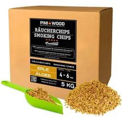 PINI 5 kg Räucherchips Erle ohne Rinde 4-6 mm Smoking Chips Räucherspäne