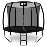 Aga SPORT EXCLUSIVE Trampolin 305 cm 10 ft Schwarz, Kindertrampolin, Gartentrampolin mit Sicherheitsnetz + Schutznetz + Leiter - Schwarz