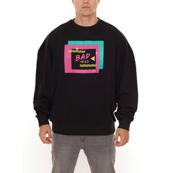 BAD+MAD Berlin Sweat Herren Rundhals-Pullover mit buntem Front-Print Sweater BMSR002 Schwarz