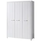 möbelando Kleiderschrank >Erik< in Weiß aus Massiv Kiefer und MDF - 144x205,5x57,5 (BxHxT)