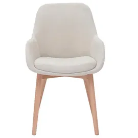 miliboo Skandinavische Stühle aus beigem Stoff mit Samteffekt und helles Massivholz (2er-Set) HOLO