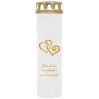 HS Candle Grabkerze mit Motiv 100h Brenndauer (1-tlg), Ø7xH25 cm, Grabkerze mit Motiv im 1er, 3er, 6er, 9er Pack weiß