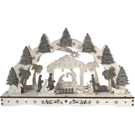 Hti-Living Schwibbogen Heilige Familie mit Krippe 1-tlg 58 x 4 x 38 cm grau/weiß