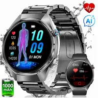 SWGOTA Smartwatch Herren Damen mit AI-Gesundheitsanalyse/EKG+PPG/HRV/BMI/SpO2 Smartwatch 1,43"AMOLED Fitness Tracker mit 1000mAh,MET-Messung,Pulsuhr,Βlutdruck, 24 Std. Schlafüberwachung,Körpertemperatur,100+Sportmodi Fitnessuhr schwarz