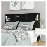 vidaXL Bett-Kopfteil mit Ablagen Schwarz 160x19x103,5 cm