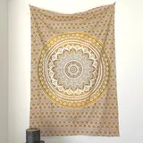 MOMOMUS Pareo oder Strandtuch Groß, 100x200, XL - Mit Mandala-Motiv - Stranddecke Sandfrei Sanddurchlässig, Strandmatte Sandfrei oder Dünne Picknickdecke Sandabweisend - Braun, 135x210 cm