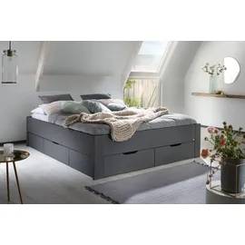 Rauch Stauraumbett RAUCH "Aditio", grau (graumetallic), B:186cm H:50cm L:208cm, Betten, Stauraumbett, ohne Kopfteil, inklusive Schubkästen