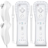 Wii Remote Controller und Nunchuck,Wireless Wii Fernbedienung Wii Controller Remote Plus mit Nunchuck mit Silikonhülle Handschlaufe für Wii/Wii u Controller (ohne Motion Plus)