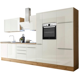 Respekta Küche Küchenzeile Küchenblock Marleen Premium 370 cm Weiß Artisan Eiche Respekta