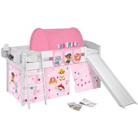 Lilokids Kinderbett Hochbett IDA Classic mit Rutsche & Vorhang PAW PATROL ROSA Spielbett 200x90cm