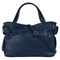 Samantha look Henkeltasche SAMANTHA LOOK, Damen, Gr. B/H/T: 33cm x 23cm x 12cm onesize, blau, Leder, leicht glänzend, unifarben, Taschen, echt Leder, Made in Italy