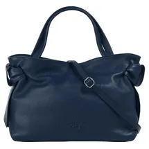 Samantha look Henkeltasche SAMANTHA LOOK, Damen, Gr. B/H/T: 33cm x 23cm x 12cm onesize, blau, Leder, leicht glänzend, unifarben, Taschen, echt Leder, Made in Italy