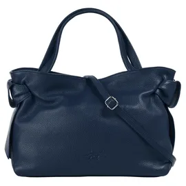 Samantha look Henkeltasche SAMANTHA LOOK, Damen, Gr. B/H/T: 33cm x 23cm x 12cm onesize, blau, Leder, leicht glänzend, unifarben, Taschen, echt Leder, Made in Italy