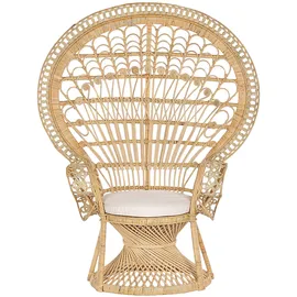 Beliani Pfauensessel EMMANUELLE Baumwolle 0 x 0 x 0 cm Beige mit Kissen