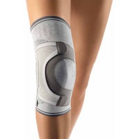 Bort Asymmetric® Kniebandage Knie Gelenk Stütze Bandage Kniegelenkbandage, silber, XXL Plus, Rechts